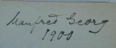 G45 / 3126 (George, Manfred), Von Hand: Autogramm, Name, Exemplarnummer; 'Manfred Georg 1900'. 