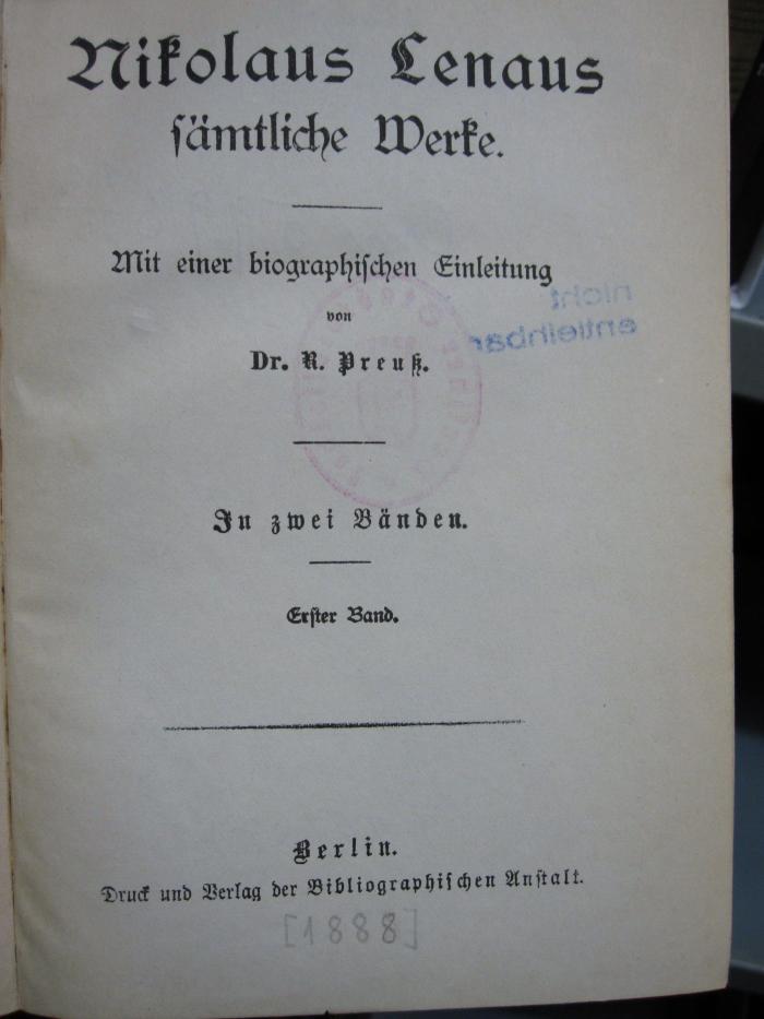 Cm 5993 1.2: Nikolaus Lenaus sämtliche Werke ([1888])