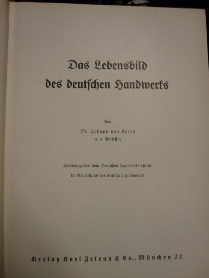 Mh 144: Das Lebendbild des deutschen Handwerks ([o.J.])