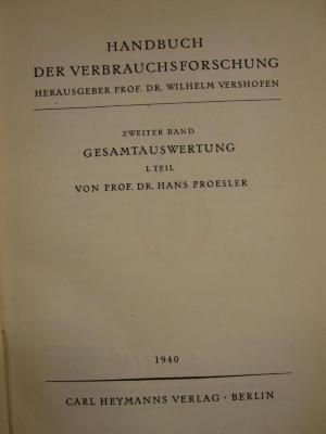 Me 249: Handbuch der Verbrauchsforschung (1940)