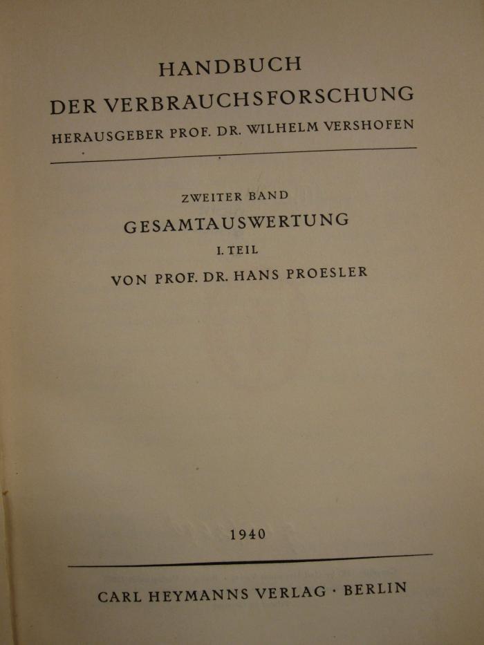 Me 249: Handbuch der Verbrauchsforschung (1940)