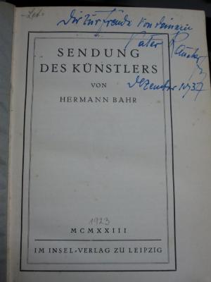 Cc 355: Sendung des Künstlers (1923)