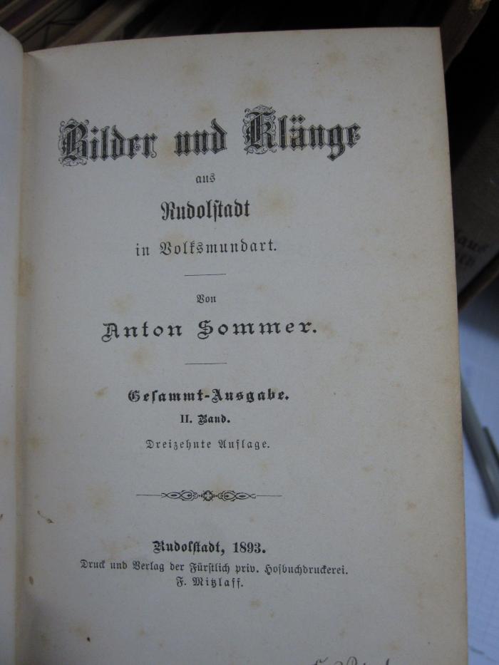 Cx 110 ac 2: Bilder und Klänge aus Rudolstadt in Volksmundart (1893)