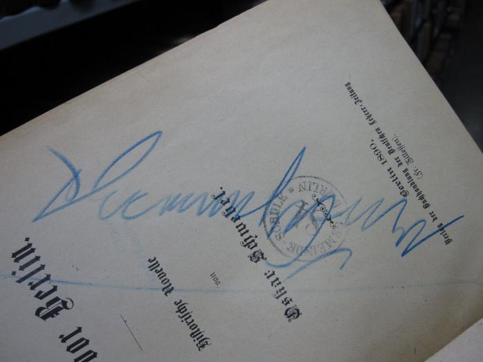 Cm 6035: Die Schweden vor Berlin (1890);G46 / 162, Von Hand: Autogramm; '[...]'