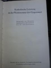 Ca 95: Katholische Leistung in der Weltliteratur der Gegenwart (1934)