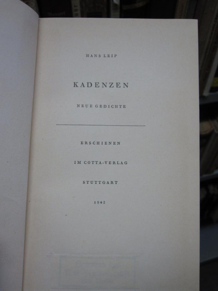 Cm 5181: Kadenzen (1942)