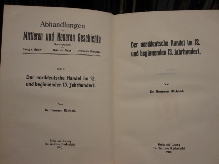 Mb 143: Der norddeutsche Handel im 12. und beginnenden 13. Jahrhundert (1910)