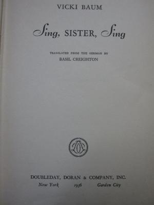 Cm 6040: Sing, Sister, Sing (1936)