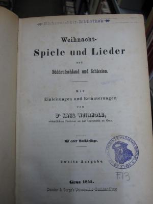 Ch 163 b: Weihnacht- Spiele und Lieder aus Süddeutschland und Schlesien (1855)