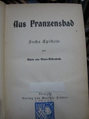 Cm 6091: Aus Franzensbad : sechs Episteln ([1913])