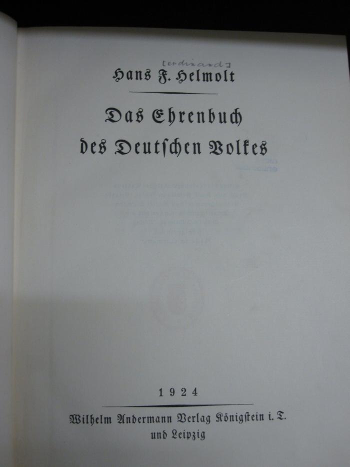 Aa 1351 x: Das Ehrenbuch des deutschen Volkes (1924)