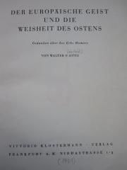 Cn 840: Der europäische Geist und die Weisheit des Ostens ([1931])