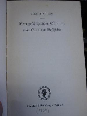 Aa 843 2. Ex.: Vom geschichtlichen Sinn und vom Sinn der Geschichte ([1939])