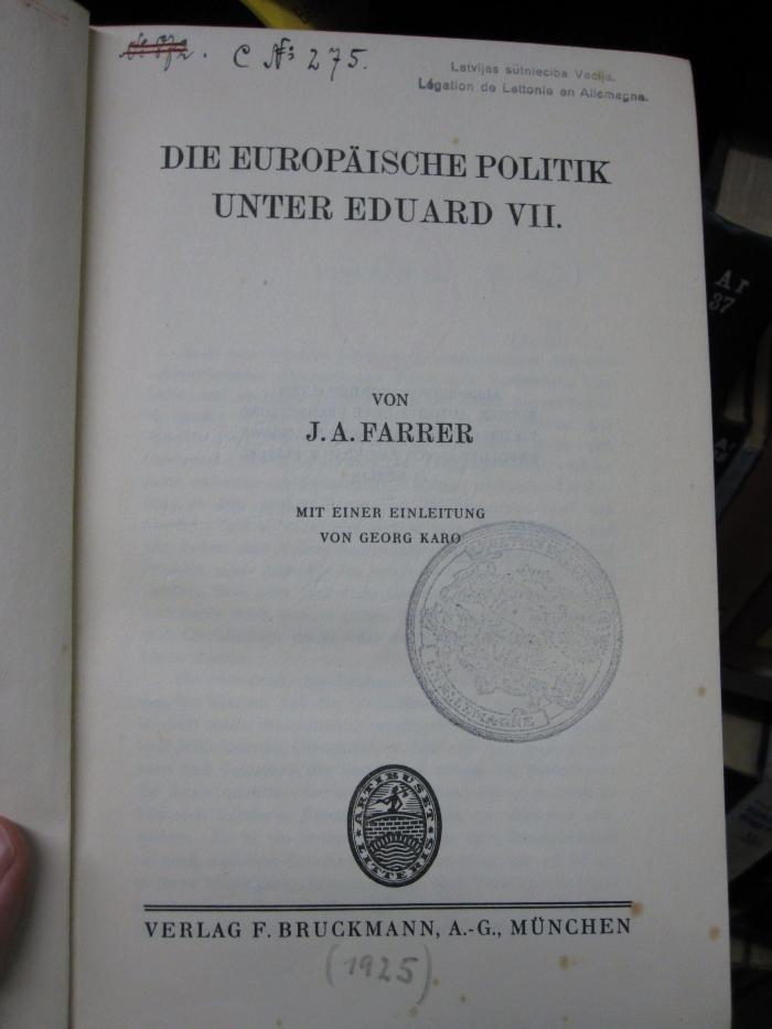 Ar 5 Ers.: Die europäische Politik unter Eduard VII. ([1925])