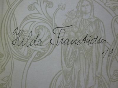 Cq 1775: The Sketch Book of Geoffrey Crayon, Gent. (1910);G46 / 1773 (Simon, Hilda), Von Hand: Autogramm, Name, Nummer; 'Hilda Fraustädter 1 0'. 