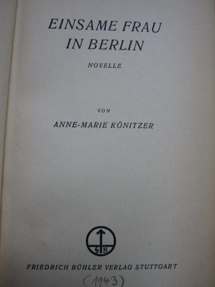 Cm 6109: Einsame Frau in Berlin (1943)