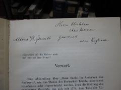 G46 / 2038 (Baberadt, Friedrich;Werner, Max), Von Hand: Name, Ortsangabe, Datum, Widmung; 'Herrn Oberlehrer Max Werner gewidmet vom Verfasser Altona [?] Januar 06'. 