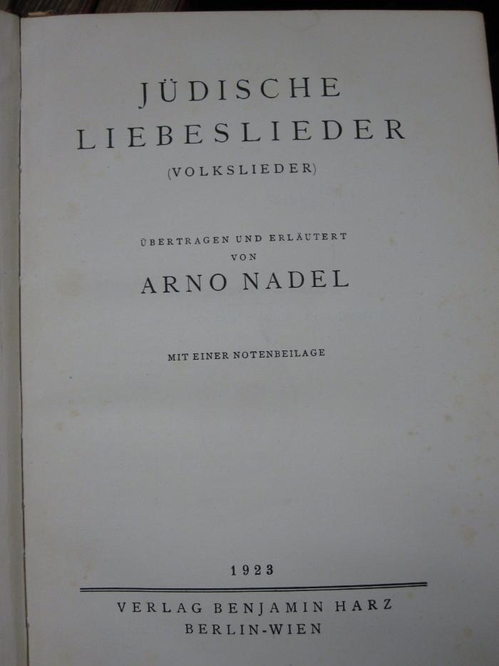 Cv 169: Jüdische Liebeslieder (1923)