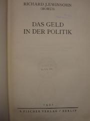 Mg 264 g: Das Geld in der Politik (1931)