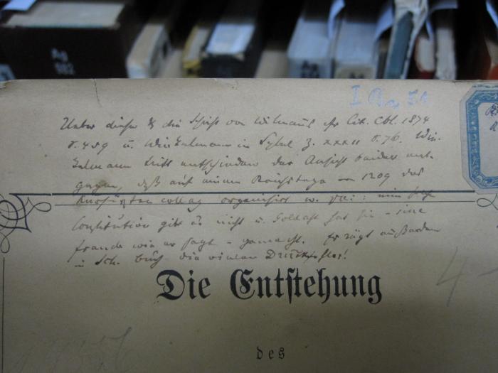 Ai 1293: Die Entstehung des Kurfürstencollegiums (1874);G46 / 2706 (unbekannt), Von Hand: Notiz; '[...]'. 
