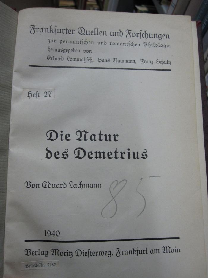 Cg 1941: Die Natur des Demetrius (1940)