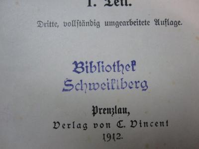 Ci 149 c 1.2.: Das deutsche Volkslied (1912);G46 / 3247 (Benediktinerabtei (Schweiklberg)), Stempel: Name, Ortsangabe; 'Bibliothek Schweiklberg'.  (Prototyp)