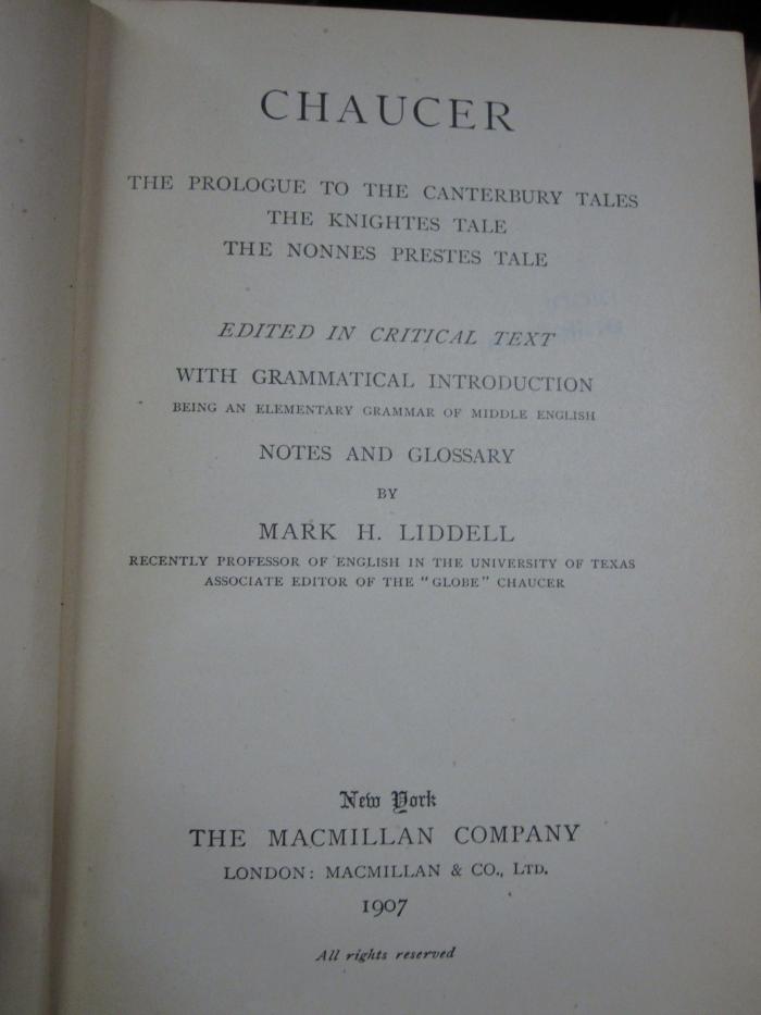 Cq 1804: Chaucer (1907)