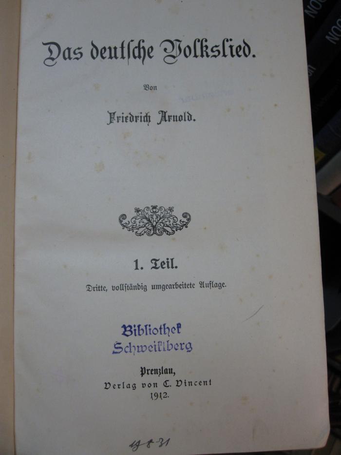 Ci 149 c 1.2.: Das deutsche Volkslied (1912)