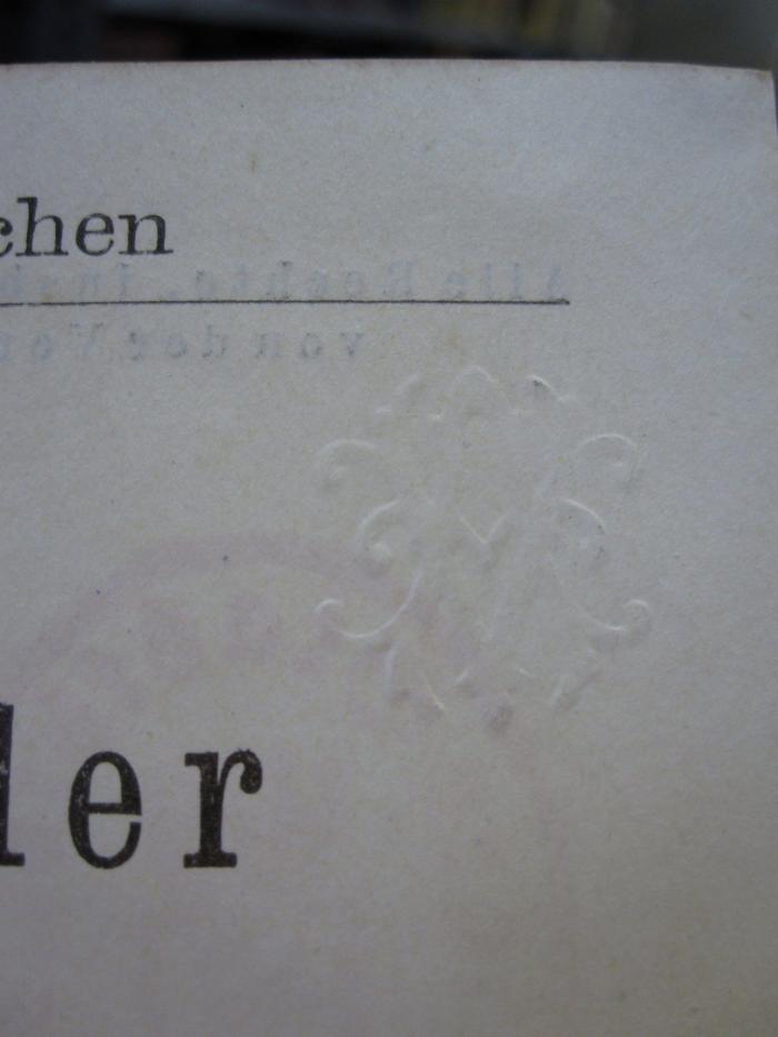 Cr 268: Eddalieder (1906);G46 / 3347 (V., A.), Prägung: Monogramm, Initiale; 'AV'. 