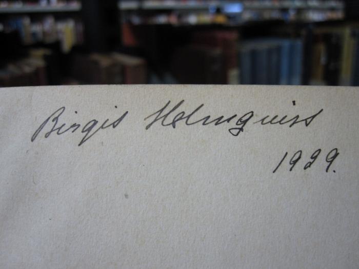 Cq 1814: Treasure Island ([1910]);G46 / 3464 (Holmquist, Birgit), Von Hand: Autogramm, Name, Datum; 'Birgit Holmquist 1929.'. 