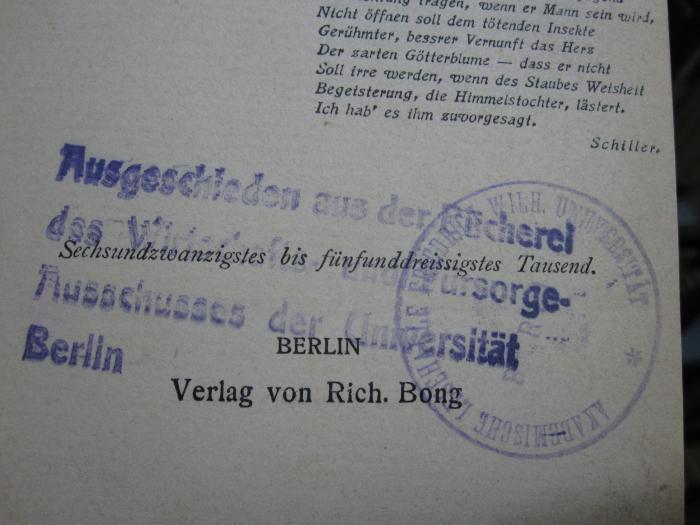 Cm 6883: Götz Krafft : Die Geschichte einer Jugend (1905);G46 / 3910 (Friedrich-Wilhelms-Universität Berlin), Stempel: Name, Ortsangabe; 'Akademische Lesehalle Friedrich Wilh. Universität Berlin'. ;G46 / 3910 (Universität Berlin), Stempel: Name, Ortsangabe, Besitzwechsel: makuliert; 'Ausgeschieden aus der Bücherei des Witschafts- und Fürsorge-Ausschusses der Universität Berlin'. 