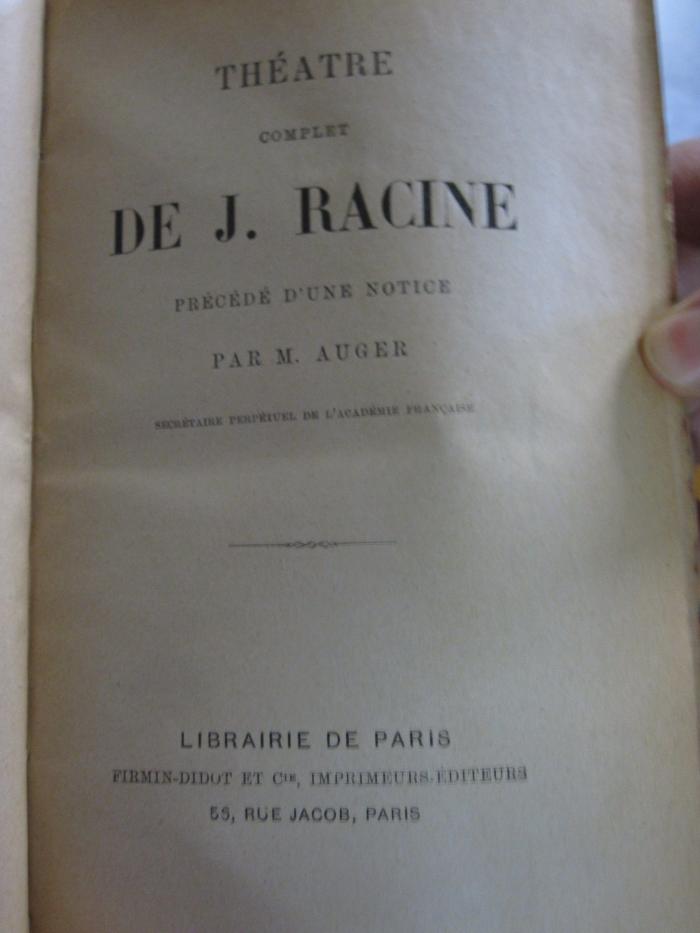Ct 858: Théatre complet de J. Racine ([o.J.])