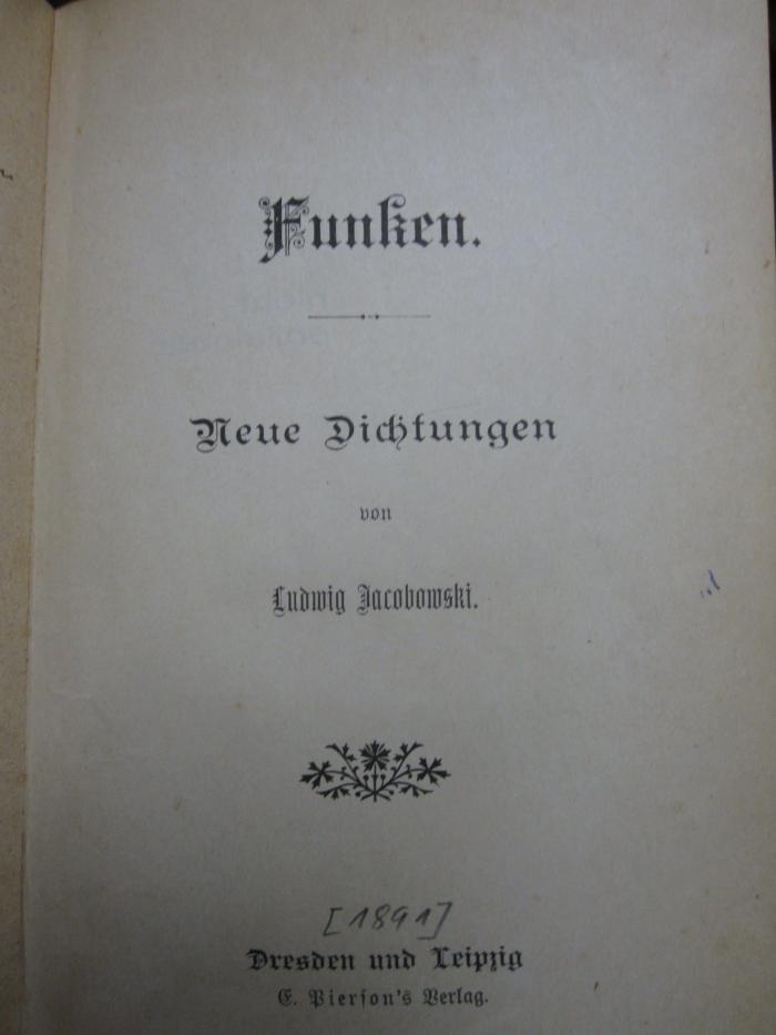Cm 6310: Funken : Neue Dichtungen ([1891])