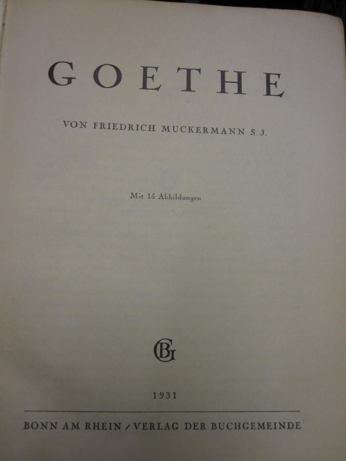 Cg 401 2. Ex.: Goethe  (1931)