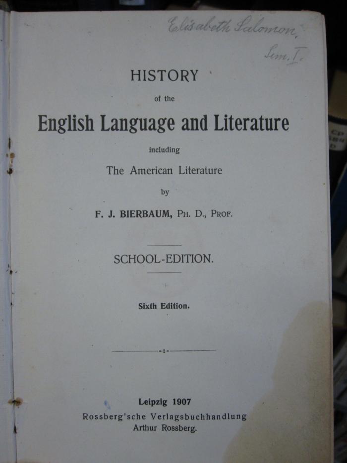 Cp 510 f: History of the english language and literature (1907)