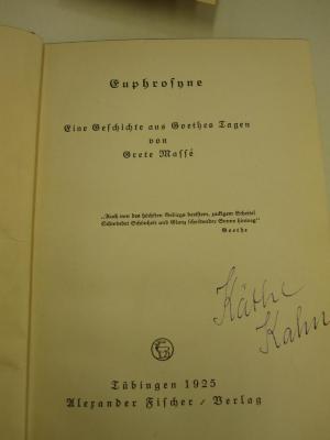 Cm 8111: Euphrosyne : Eine Geschichte aus Goethes Tagen (1925)
