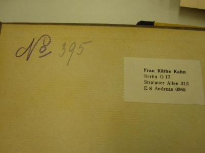 51 / 5172 (Kahn, Käthe), Von Hand: Exemplarnummer; 'No 395'. 
