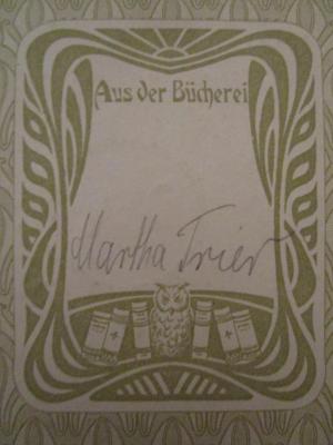 - (Trier, Martha), Von Hand: Autogramm, Name; 'Martha Trier'. ; Fritz Reuters Werke : Neue illustrierte Ausgabe in zwei Bänden (o.J.)