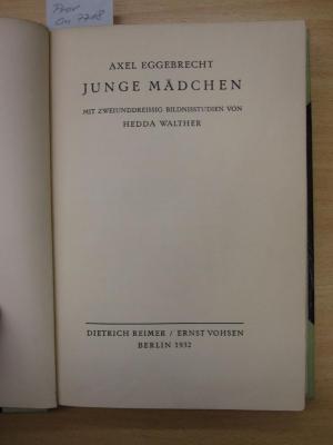 Cm 7718: Junge Mädchen : mit zweiunddreissig Bildnisstudien von Hedda Walther (1932)