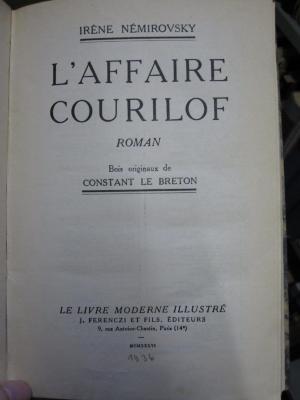 Ct 2174: L'Affaire Courilof : Roman (1936)