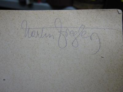 IV 8316 2. Ex.: Gotische Plastik in den Rheinlanden (1921);51 / 4120 (Ziegler, Martin), Von Hand: Name, Autogramm; 'Martin Ziegler'. 