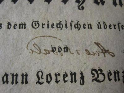 Ab 463 1: Römische Alterthümer (1771);46 / 1824 (Auerswald, [?] v.), Von Hand: Autogramm, Name; 'Auerswald'. 