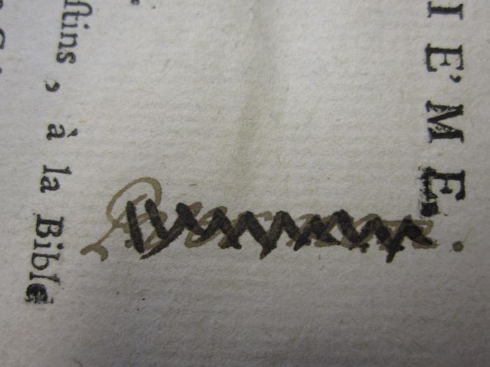 Ab 434 e: Histoire des Revolutions (1753);G44 / 1815, Von Hand: Autogramm; '[P....]'
