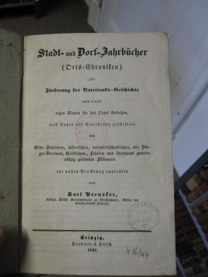 Aa 1904: Stadt- und Dorf-Jahrbücher (1846)