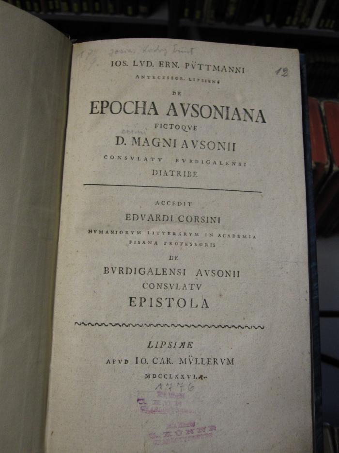Ab 209: De Epocha Ausoniana (1776)