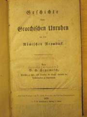 Ab 500: Geschichte der Gracchischen Unruhen in der römischen Republik (1876)