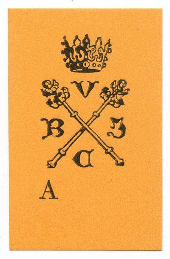 Exlibris-Nr.  123;- (Biblioteka Jagiellońska), Etikett: Exlibris, Wappen, Initiale; 'B U I C A'.  (Prototyp)