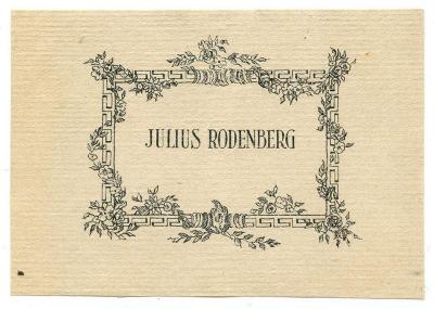 Exlibris-Nr.  018;- (Rodenberg, Julius), Etikett: Exlibris, Name; 'Julius Rodenberg'.  (Prototyp)