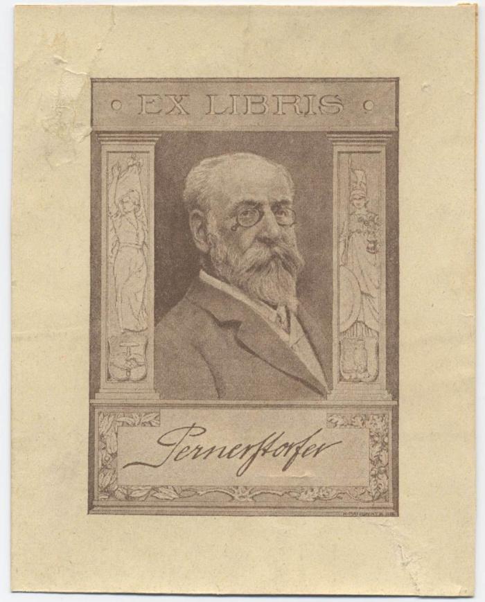 G46 / 3731 (Pernerstorfer, Engelbert;Kammer für Arbeiter und Angestellte für Wien), Etikett: Exlibris, Portrait, Name, Autogramm; 'Ex Libris 
Pernerstorfer'.  (Prototyp);Exlibris-Nr. 126