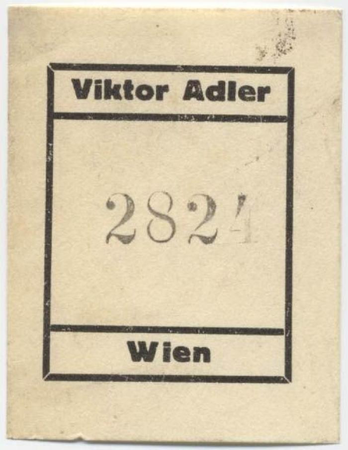 Exlibris-Nr. 214b;- (Adler, Victor), Stempel: Signatur; '2824'. 